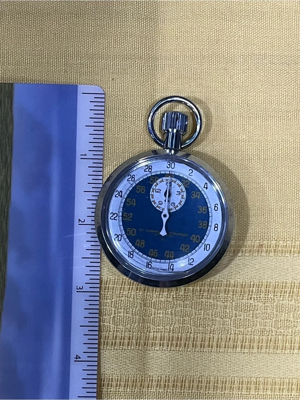 Vintage Swiss Made Compass Instrument Mechanical Stopwatch - Blue Dial, Working!